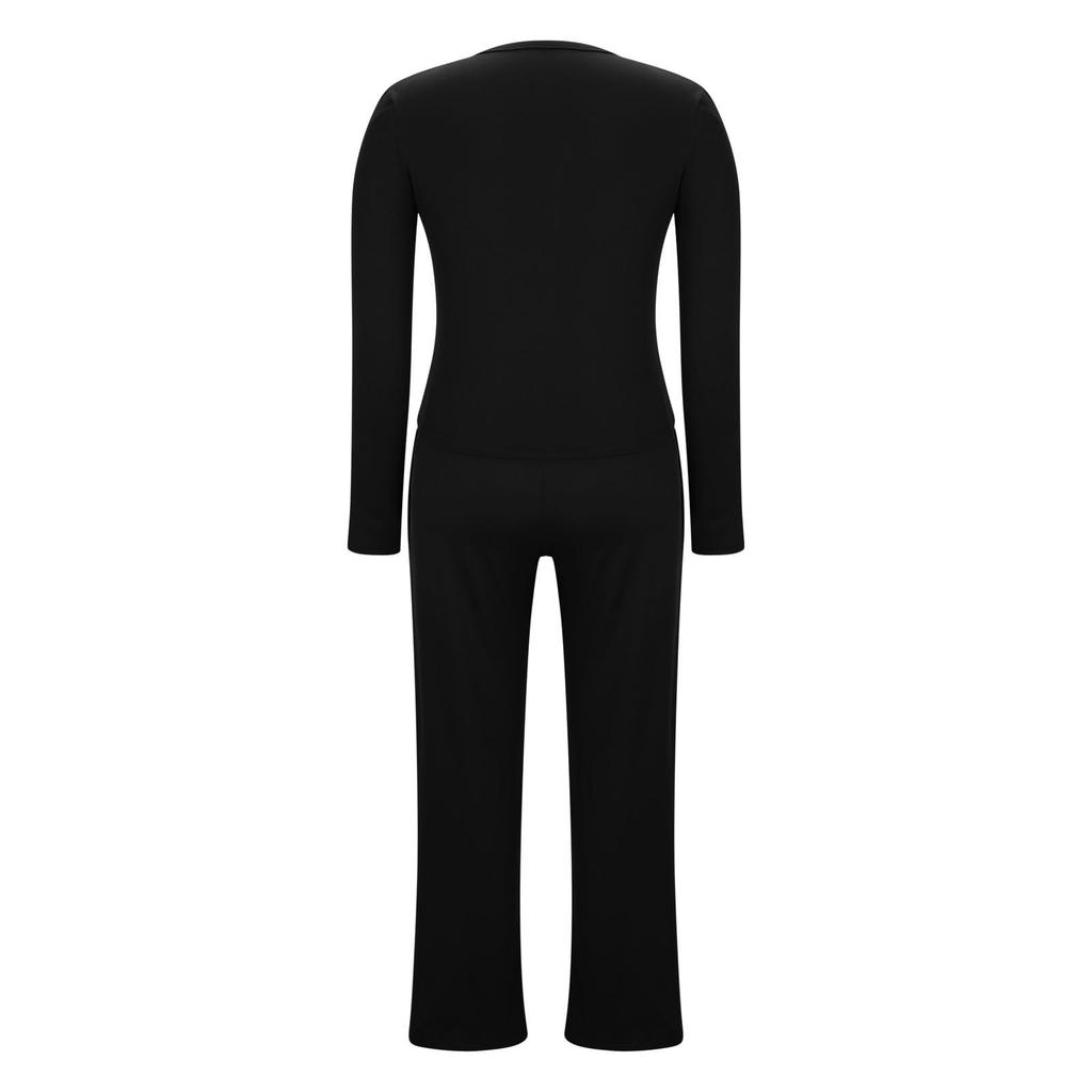 Fashionable Women's Long Sleeve Wide Leg Pants Sports Outfit Loose Two-Piece Set
