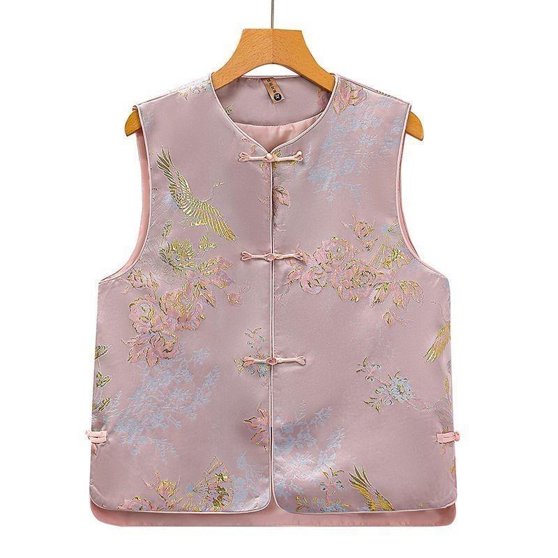 

Жилет жилет 2025 новый жаккардовый жилет тип пожилой пуговица топ прилив M [Recommended below 50kg] розовый