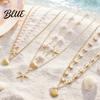 Layered Necklace Double Layer Shell Pendant Lightweight Hypoallergenic Women Faux