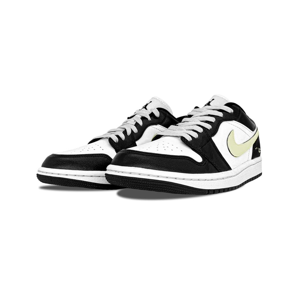 Jordan Air Jordan 1 Cloudy Soda Abrasion Resistant Low Top Vintage Basketball Shoes Unisex Black White 553558-165(Team282-)
