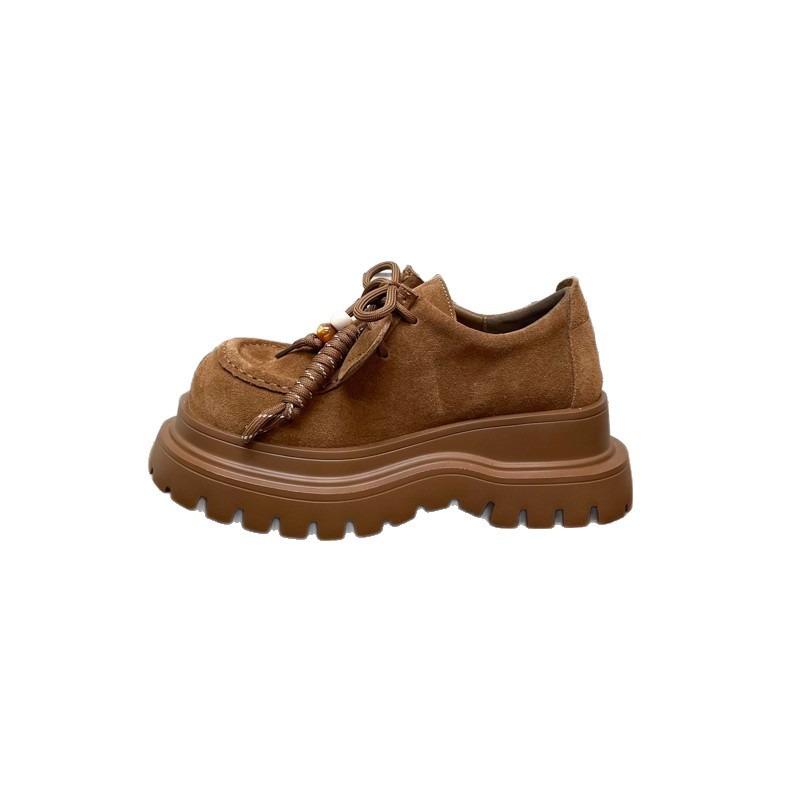 Leather All-inclusive Children's Muffin Thick Sole Heightening Small Women's Shoes Casual Single Shoes Kangaroo Shoes