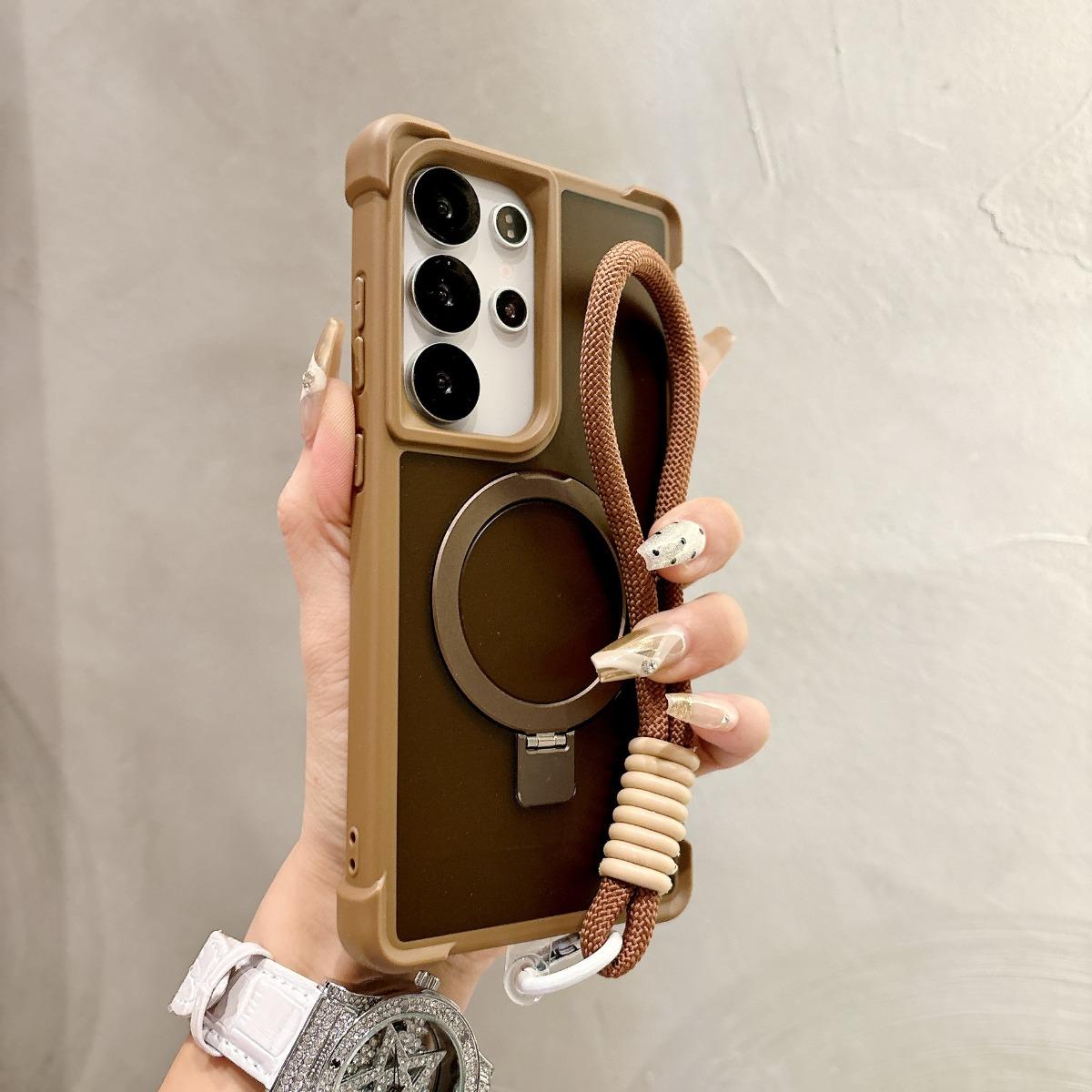 Armor Vouwbare Magnetische Ring Stand Polsband Telefoonhoesje voor Samsung S24 S25 Plus S23 S26 Ultra Schokbestendige Beschermhoes Galaxy S24