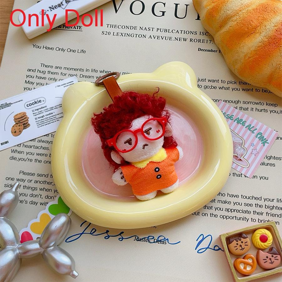 Plush Doll Keychain With Glasses For Gift And Bag Decor