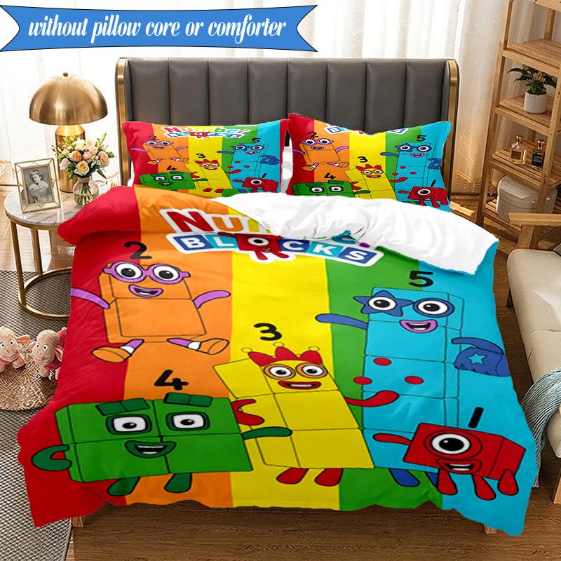 Number-Blocks Abenteuer 3er K-Pop Musikgruppe Bettwäsche-Set, Ideal für Schlafzimmer, Wohnheim, Inklusive Bettbezug und 2 Kissenbezügen, Fan-Geschenke