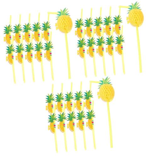 Lurrose 150 Pineapple Straws, Fruit Party Straws, Tropical Paper Straws, Flamingo Straws, Luau Party Straws, Hawaiian Straws, Wine Ties