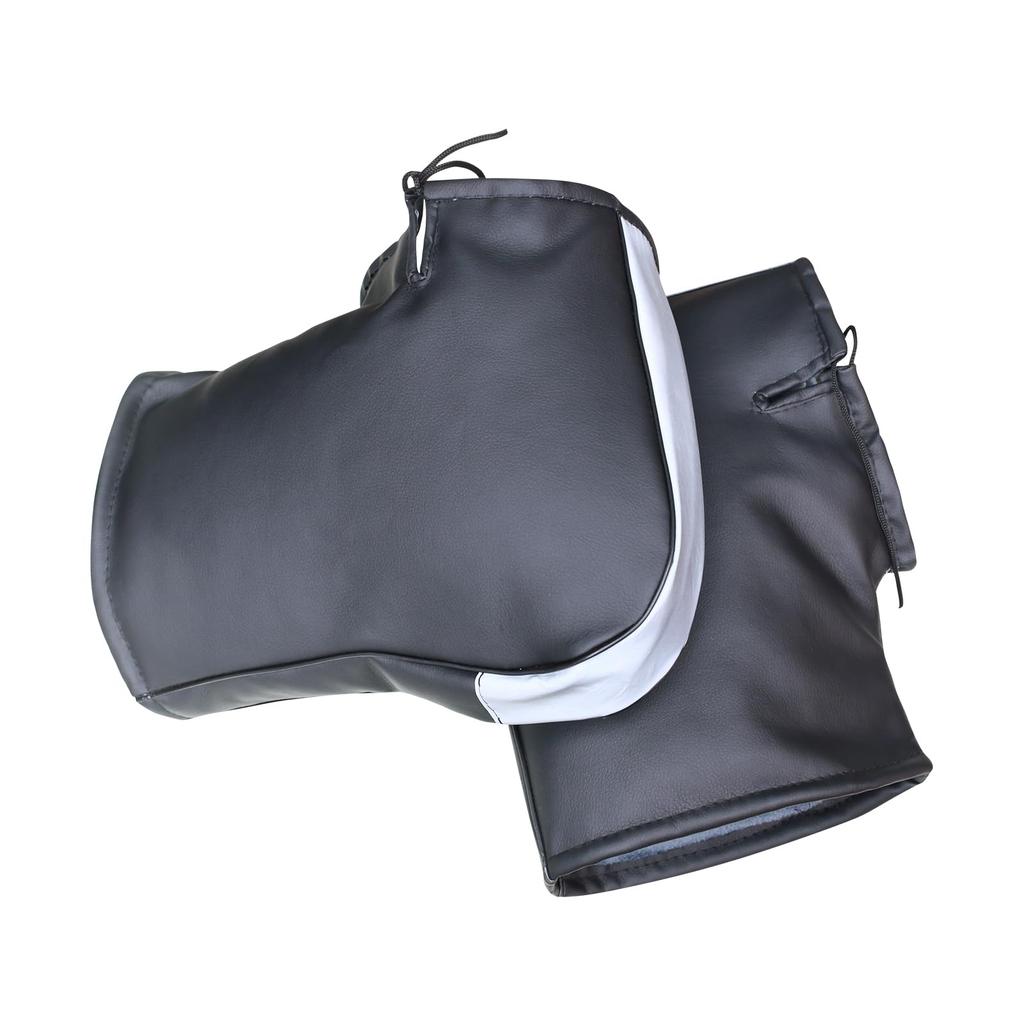 OFFBAIKU Motorcycle Handlebar Waterproof and Extra Handle PU Leather with Reflective Adjustable Mirror Easy One Size Fits All and More Waterproof and