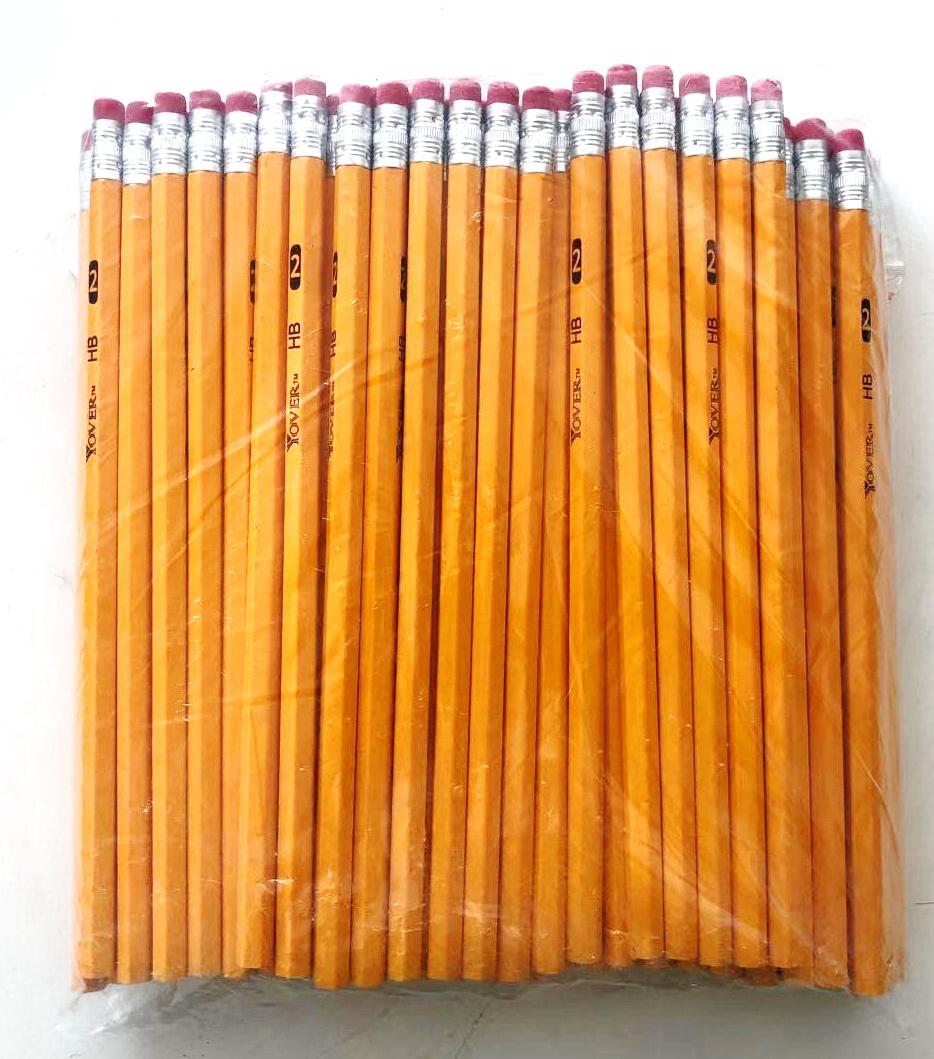 Yellow Pencil with Eraser on Top No.2 HB Sketching Pencil With Red Eraser HB
