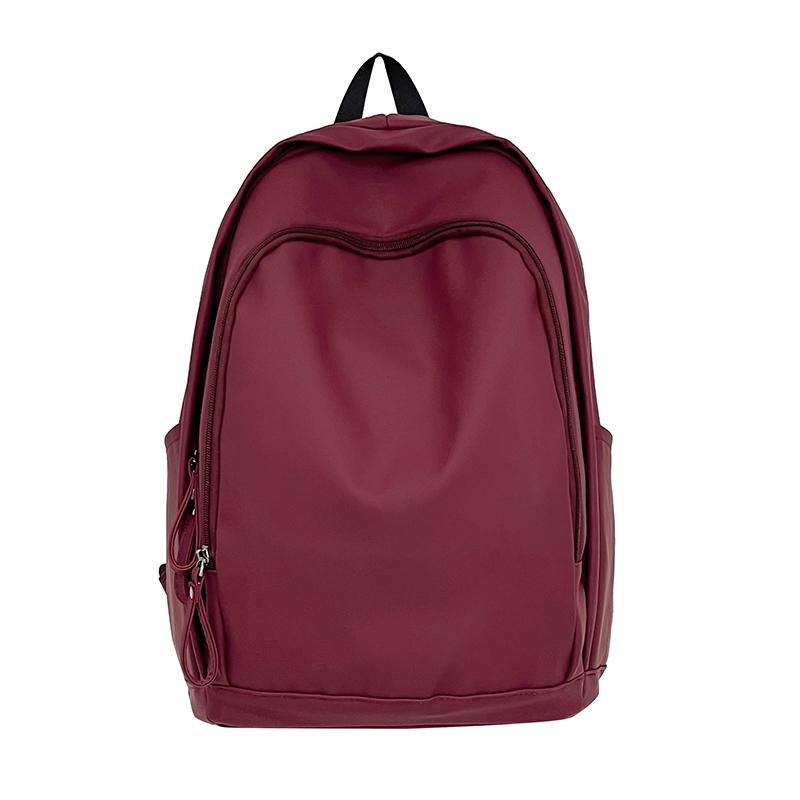 Soft Leather Schoolbag Solid Color Student Backpack Women's Large Capacity Backpack Men Computer Travel Backpack