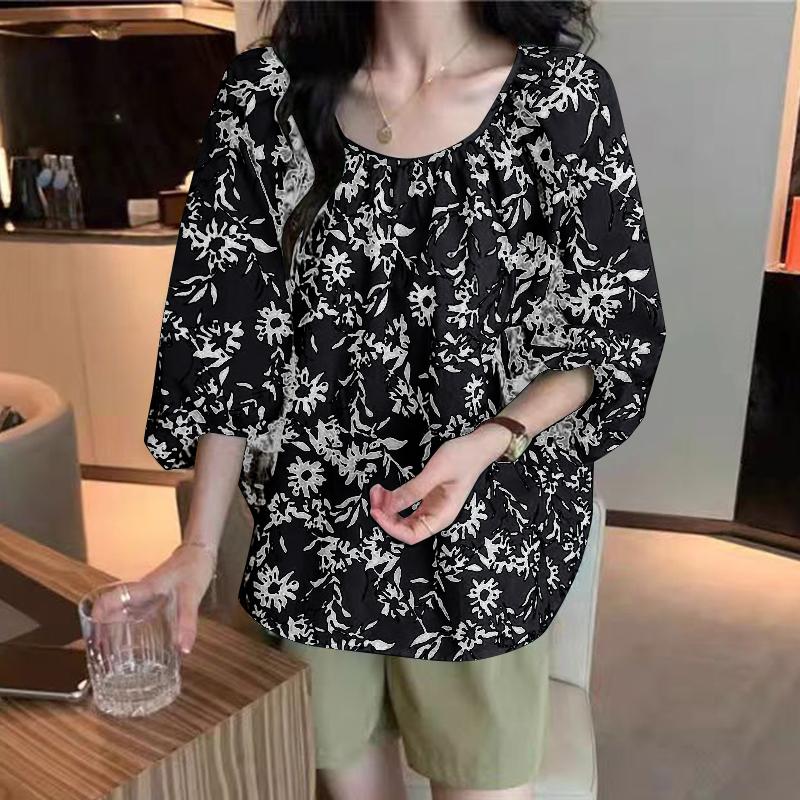 ZANZEA Women Summer Floral Print U Neck Lantern 3/4 Sleeve Blouses
