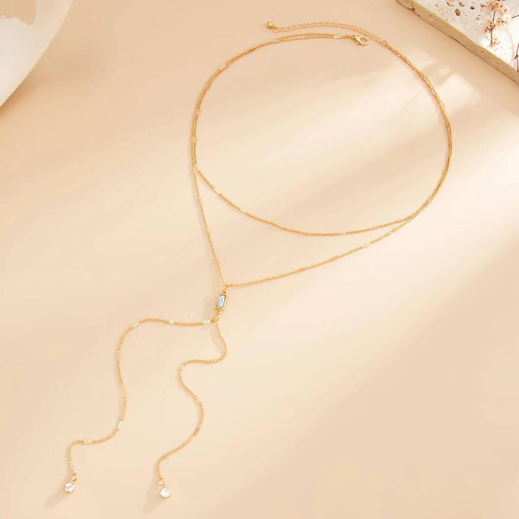 IngeSight.Z Summer Sexy Zircon Y-shaped Chest Chain Necklace Women Trend Adjustable Pendant Necklace Party Jewelry 2026 New Gift