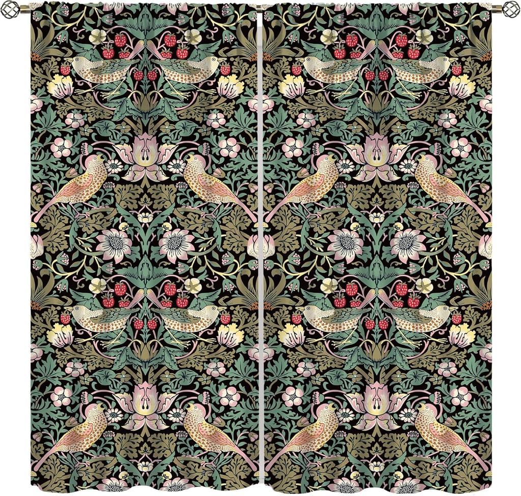 Tende Floreali Vintage Ycness William Morris Stile Pittorico Floreale Finestre della Stanza Tende per Camera da Letto Soggiorno Tenda Poliestere Perfette Per