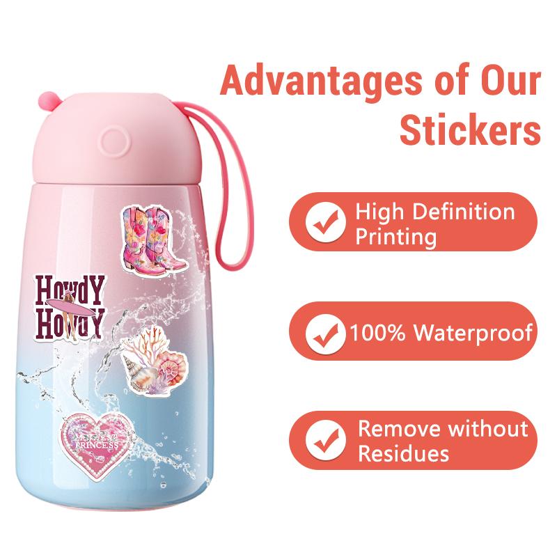50PCS Aesthetic Pink Ocean Stickers Pack Pink Summer Graffiti Beachy Stickers for Luggage, Journal, Laptop, Kindle, Scrapbook