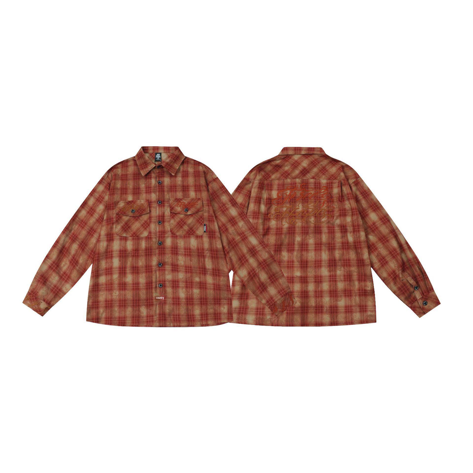 

Рубашка больших размеров в стиле ретро 90-х, чикано, с длинным рукавом Large красный