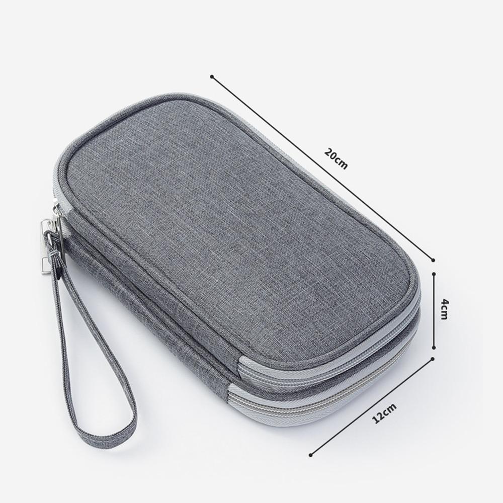 Portable Double Layer Digital Storage Pouch Travel Headphone Data Cable Storage Bag Solid Color Waterproof Travel Cable Bag