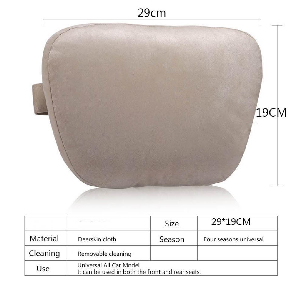 2 Pcs Beige Suede Fabric Car Seat Cushion Support Headrest Neck Rest Pillows Set