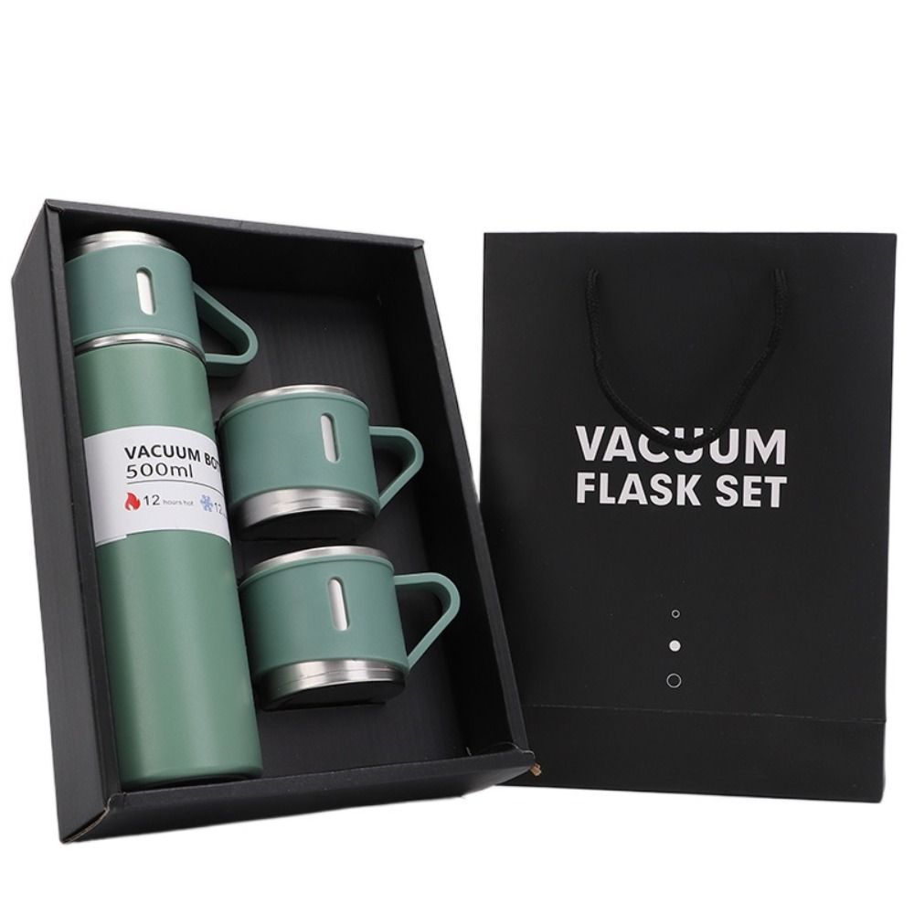 with Cup Vacuum Flask 500ml Thermal Bottle Double Layer Vacuum Insulated Bottle Set  Coffee