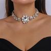 Tooxika Personalised Exaggerated Artificial Rhinestone Flower Necklace Light Luxury Temperament Banquet Runway Celebrity Collarbone Chain Necklace