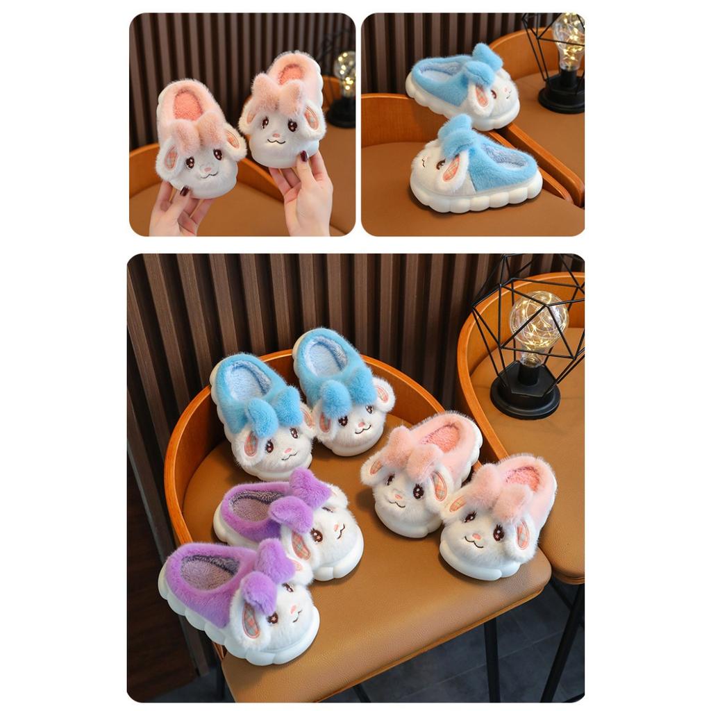 Children's Slippers for Women, Winter Women, Boys, Rabbits, Cute Soft Soled Warm Home, Anti Slip Baby Fur Shoes