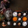Halloween Ball Ornaments For Tree 9X Set PVC Colorful Skulls Pattern Ball 3.14in Reusable Shatterproof Ghost Festival Ball
