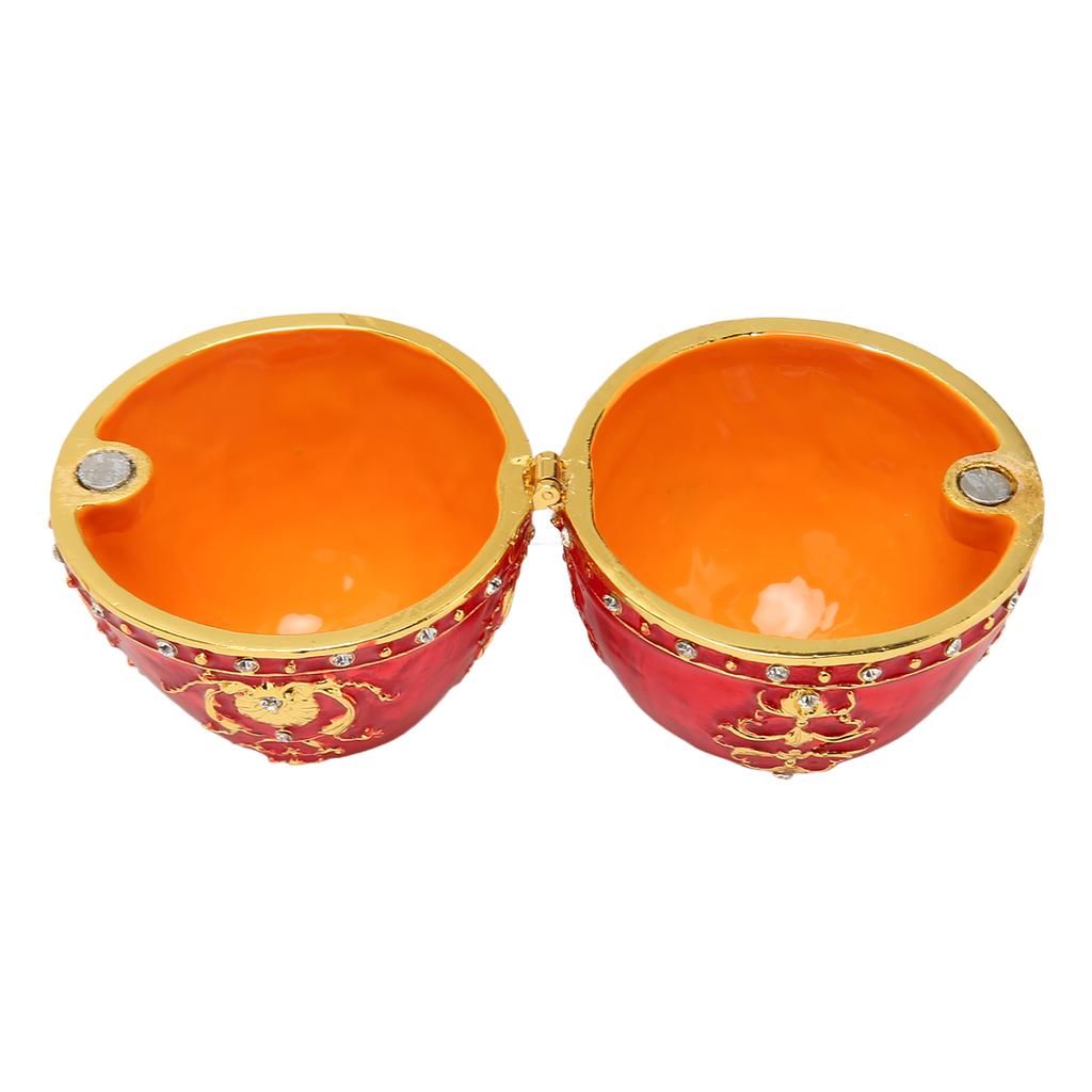 Egg Style Jewelry Trinket Box Zinc Alloy Hand Painted Enameled Decorative Hinged Egg Shaped Trinket Box for Home Decor