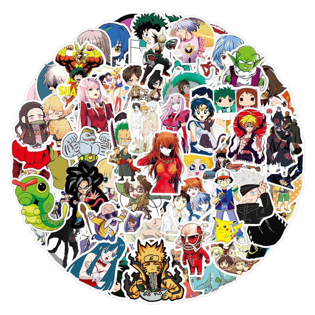50-200 Cartoon Hybrid Anime Graffiti Stickers Decorate Notebook Suitcase DIY Waterproof Stickers