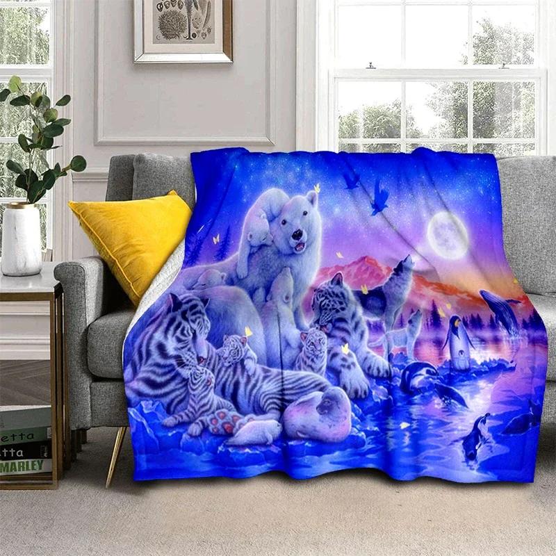 Tigerpläd Djur Supermjuk Varm Fluffig Fleece Lätt Flanellpläd Mysig Pälsklädd Plysch Sängkläder Pläd Gåva