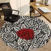 1pc Floral Rose Office Round Area Rug, Indoor Mat Suitable For Office, Under Office Chairs Bedroom Living Room Home Decor, Room Deco