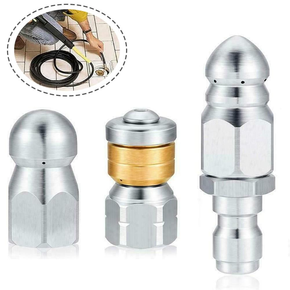 3 Pcs Sewer Jetter Nozzle 1/4" Pressure Washer Rotating Button Nose Connector