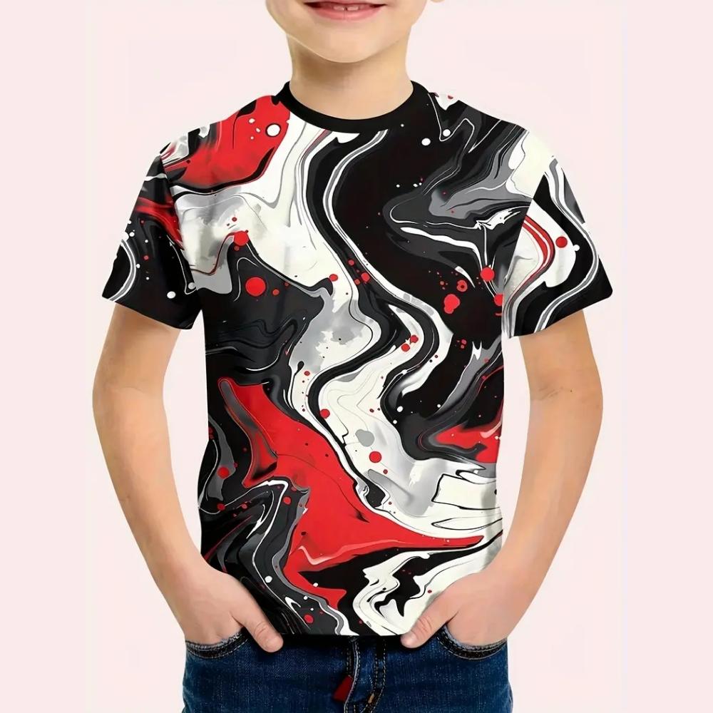Children's Clothing 3D Printed Megalosaurus Pattern Fun Boy Round Neck Short Sleeved T-shirt