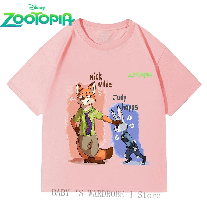 

Бавовняні футболки з коротким рукавом Disney Zootopia для хлопчиків та дівчаток 3-12 років з мультяшними принтами, милі, модні 160