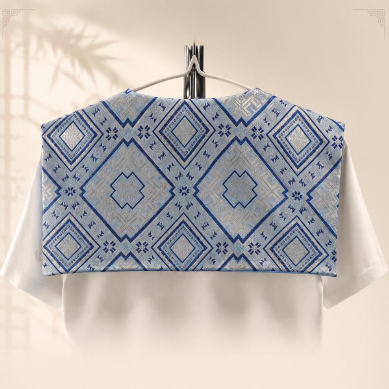 Ethnic Zhuang Brocade Woven Shoulder Cape, Decorative Shawl Collar for Daily Outfit Matching