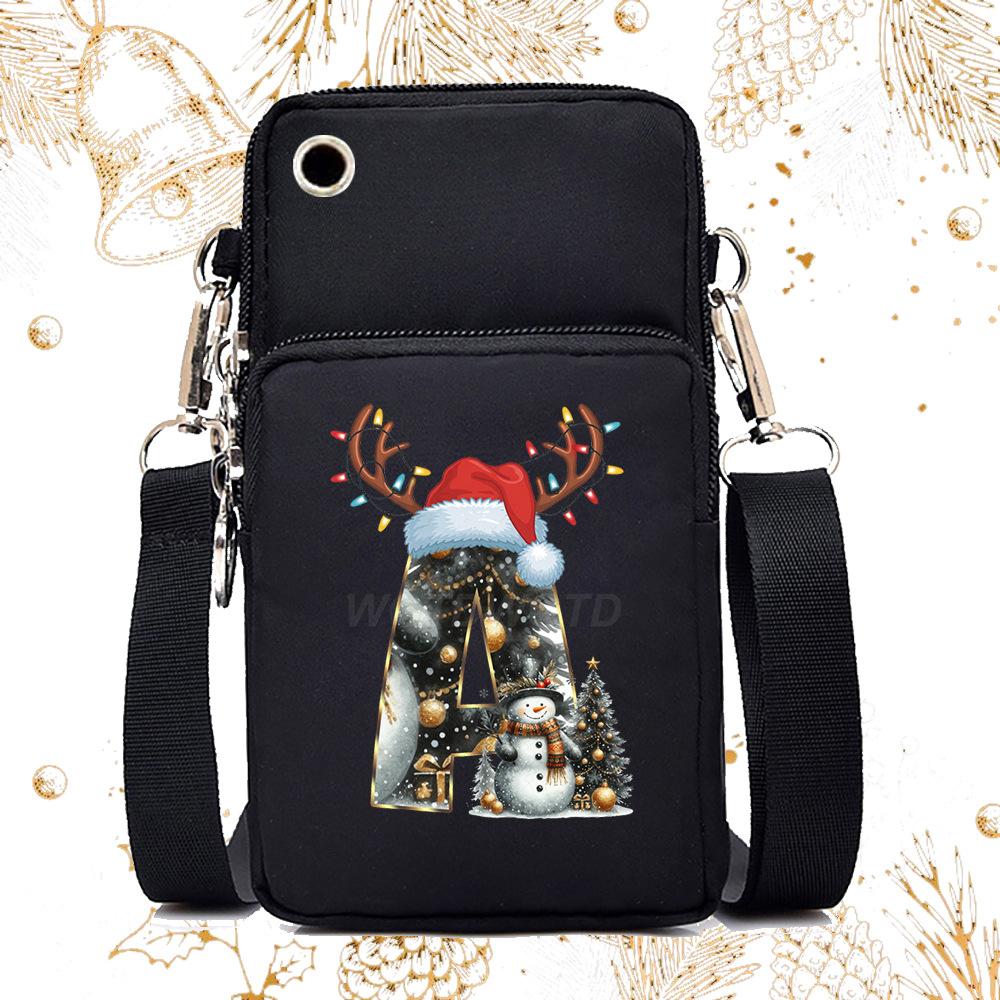 Christmas 26 Letter Printed Number Multi-Function Messenger Bag Light Casual Mobile Phone Bag Change Bag No specifications