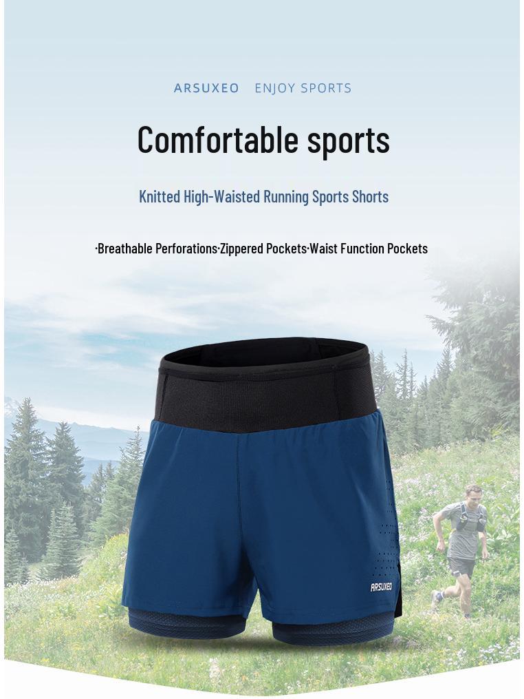 Men's Quick-Dry Breathable Outdoor Running Shorts with Multifunctional Pockets, Loose Fit, Anti-Exposure Design