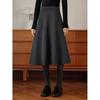 Elegant Women's Retro Mid-Length A-Line Skirt in Black-Gray for Autumn/Winter 2025