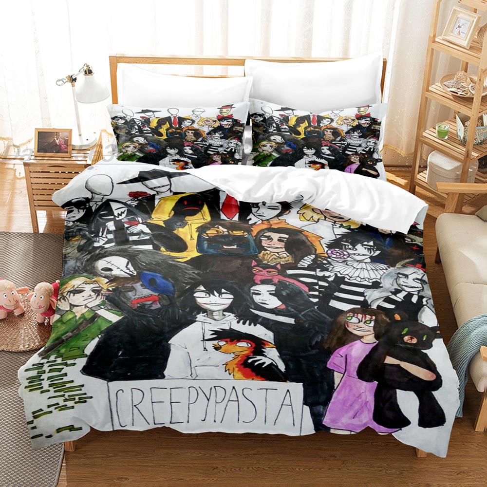 Creepypasta Bedding Set Single Twin Full Queen King Size Bed Set Adult Kid Bedroom Duvet Cover Sets 3D Print Anime Bed Sheet Set
