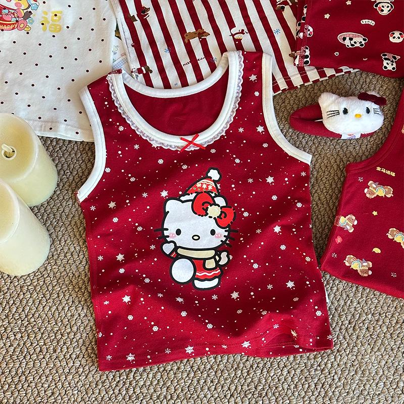 An Meiya Red Vest - Children's Chinese New Year Cotton Homewear