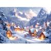 Rural Christmas and Winter Village Background, Snow Mountain Scene, Reusable Festival Party Decoration