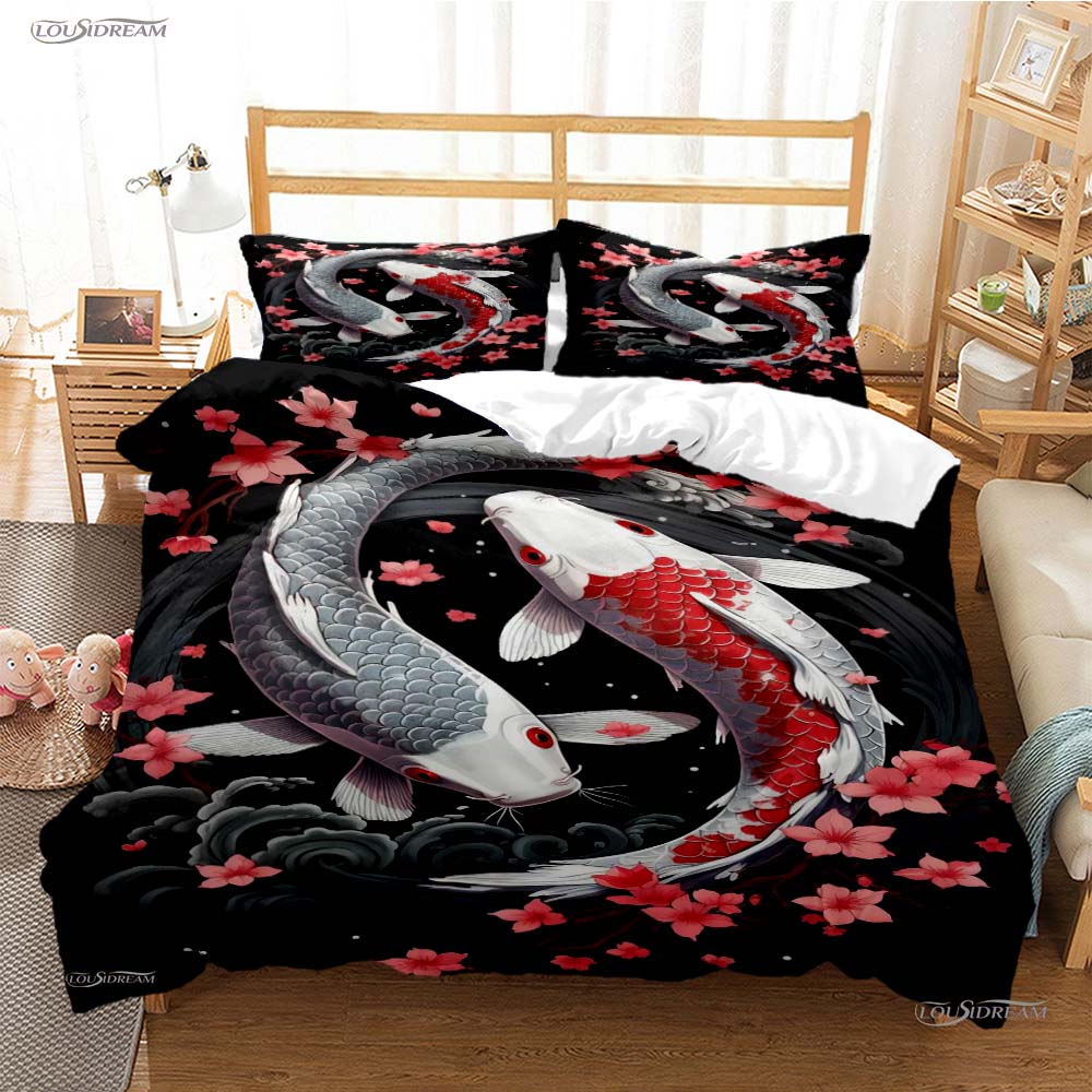 Comforter Yin Yang Koi Fish Casal All Season Duvet Luxury Bedding Set Soft And S Teen Single/Double/Queen/King