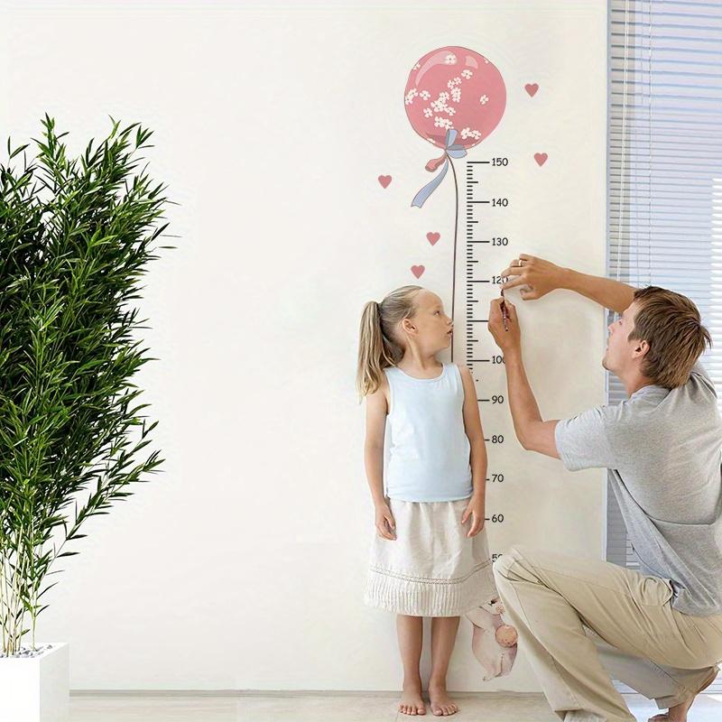Bunny Growth Chart Wall Decals with Measurement Ruler- Pastel Pink & Hearts Nursery Decor, Removable Self-Adhesive room stickers