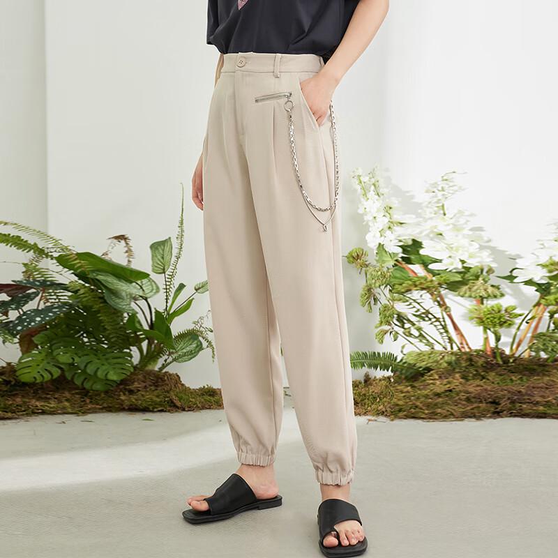 

Women s Korean Style Detachable Chain Wide-Leg Harem Pants L