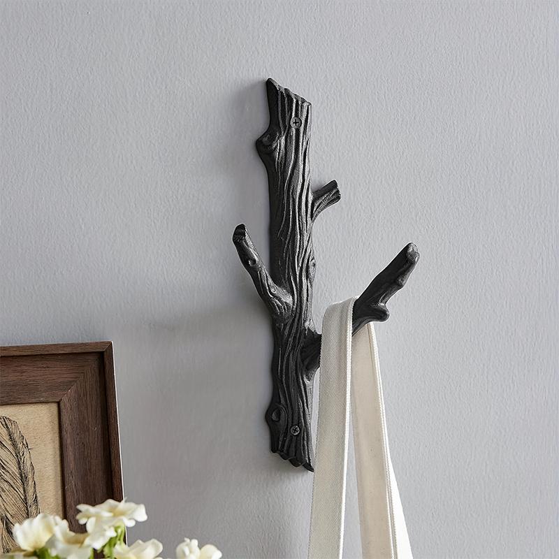 1PC Decor Artistic Branch Rustic Coat Rack Heavy-Duty American Multi-Functional Vintage Sturdy Wall-Mounted Space-Saving 19.3x10cm