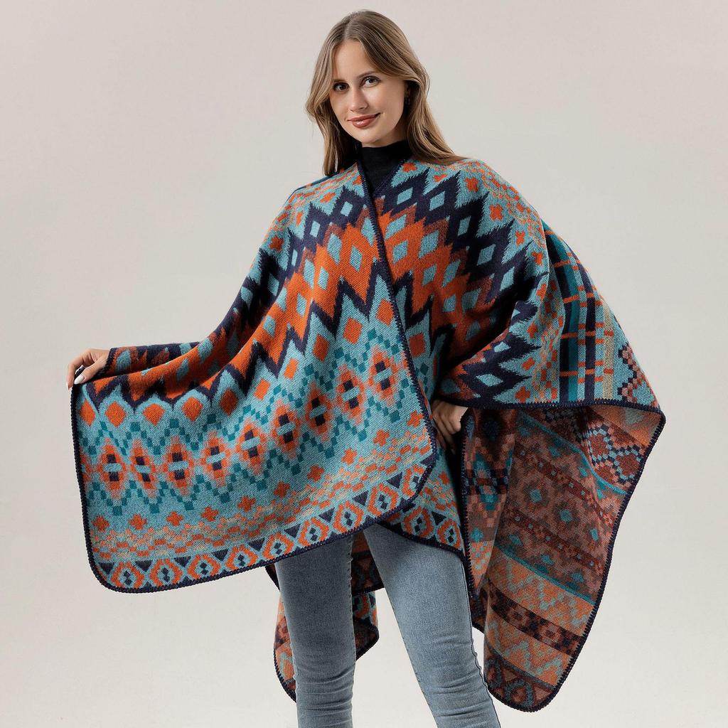 Ethnic Ink Painting Tassel Shawl Cape - Imitation Cashmere, Women's Travel Outfit