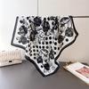 Chinese Ink and Water Temperament Cotton Linen Small Square Scarf Silk Scarf Imitation Velvet Scarf Shawl Sun Protection