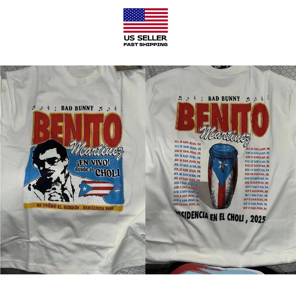 

New Bad Bunny DTMF Merch Residencia Tour 2025 short sleeve 2 side T-Shirt Unisex T-Shirt S