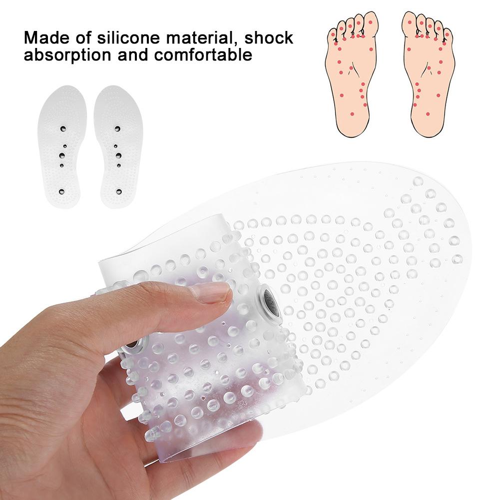 1 Pair Magnetic Therapy Health Transparent Silicone Anti Fatigue Massage Insole Pads (L)