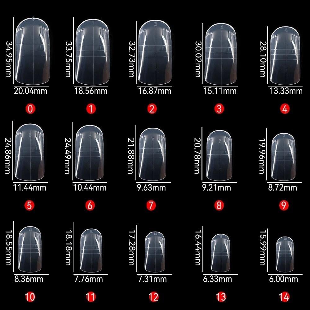 150pcs Acrylic Full Nail Tips 15 Size Toenails Extension New False Nail  Foot Armor Mold