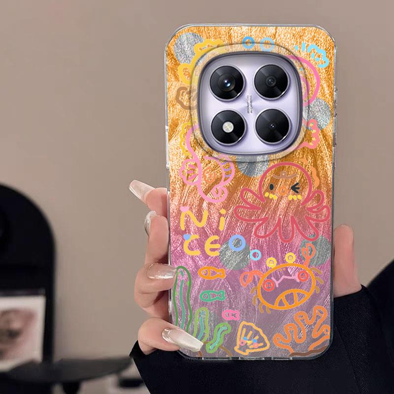 For Redmi 14C A3 13C Note 13 14S 14 Pro Plus 5G 15 15C Women Phone Case Cartoon Cat Panda Pattern Popular Fashion Bumper Shells