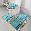 A11E-Beach Seashells Starfish Sand Bath Mat Holidays Summer Bathroom Carpet Rug Non-Slip 3 Piece Toilet Mat Set Starfish Floor