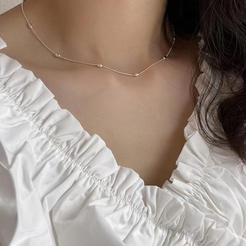 Simple And Versatile Millet Bead Necklace, Female Niche Design, High-End Exquisite Collarbone Chain, Ultra-Fine Temperament Round Bead Chain