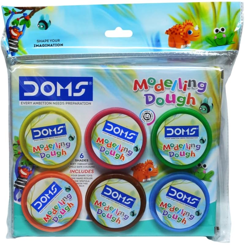 Doms Knete 6 Farben(150 g) | Sicher & Ungiftig | Für DIY Kunst & Handwerk | Aktivität Für Kinder | 6 Farbtöne Mit 4 Schattierungen